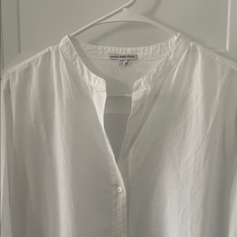 James Perse Classic White Long Sleeve Shirtdress - Picture 3 of 6